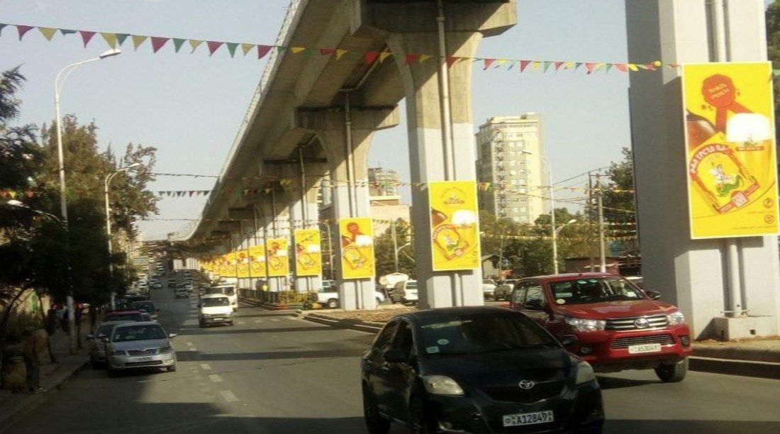 Street pole banners on Addis avenue